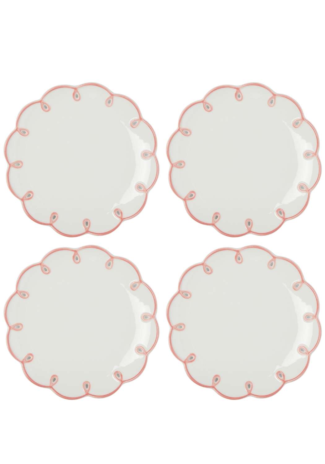 Pretty In Pink Scalloped Lunch Plate - Set of 4