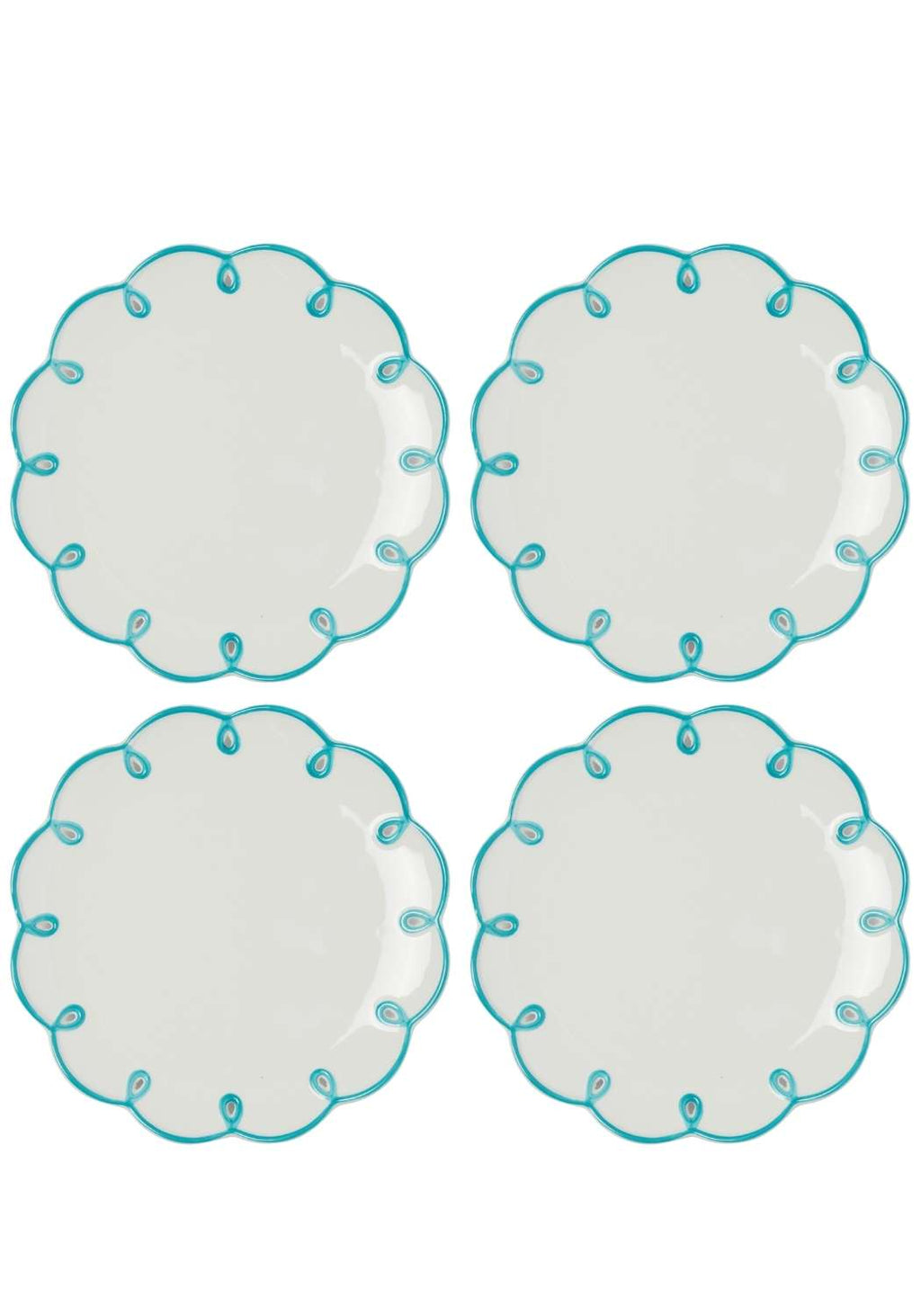 Sky Blue Scalloped Dessert Plate - Set of 4