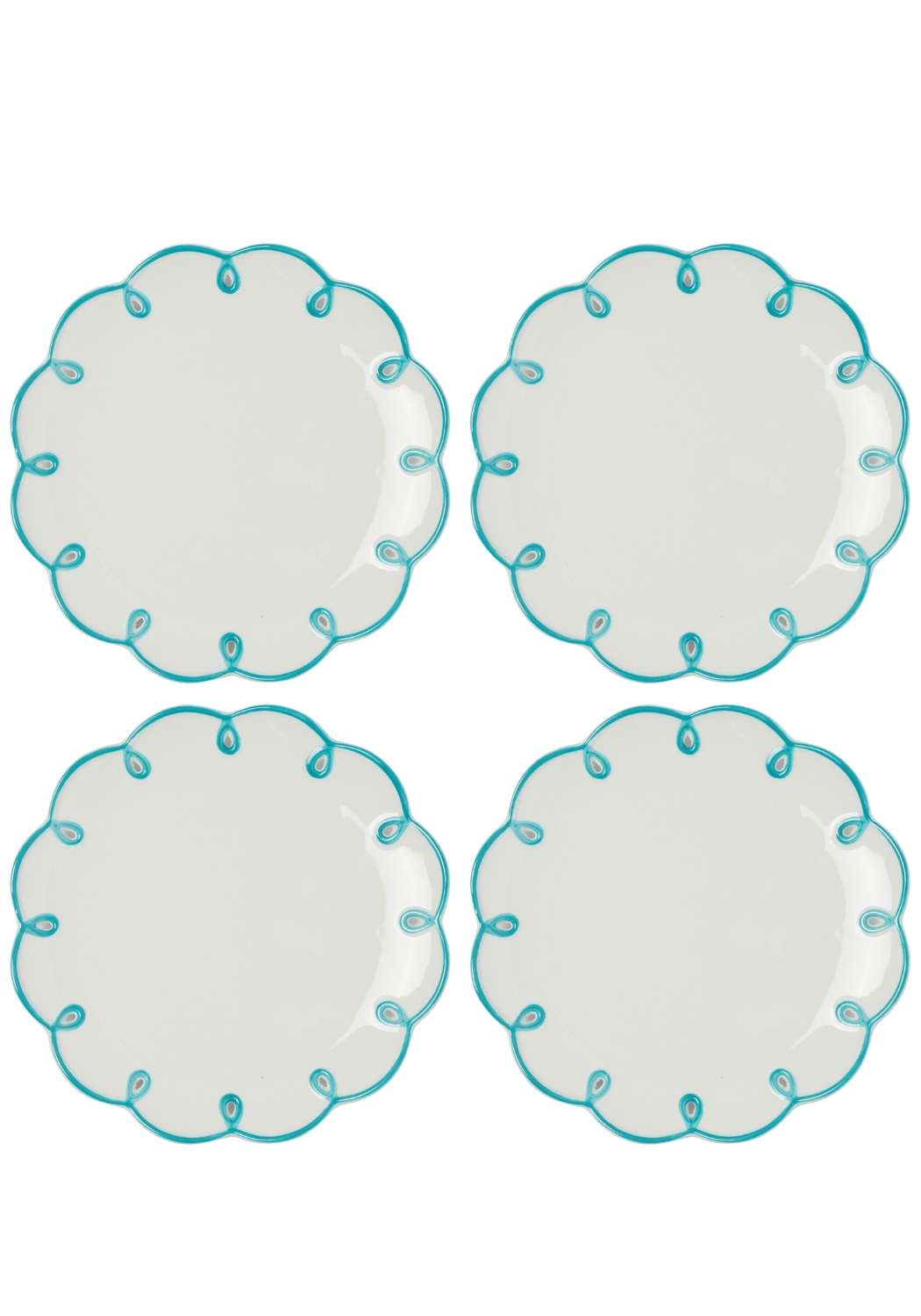 Sky Blue Scalloped Dessert Plate - Set of 4