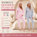Daisy Dreamer Hooded Pyjama Set Womens Pink Grey Long Sleeve Hoodie and Pants Luxurious