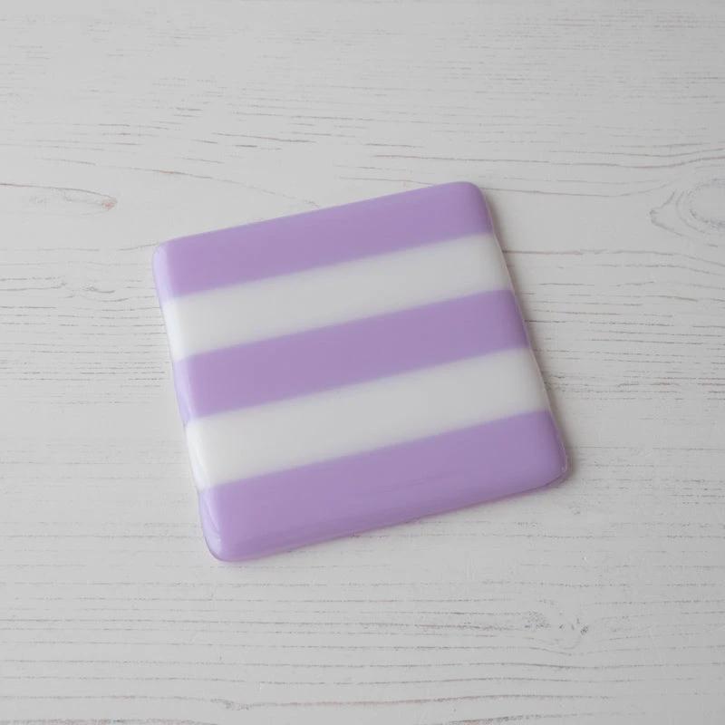Fused Glass Coaster – Handmade Striped Bullseye Design by David Perry Glass & Ceramics (10cm-striped-dual-coloured-coaster-bullseye-collection)