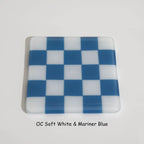 Glass Coasters – Handmade Chequered Design from Cornwall by David Perry Glass & Ceramics (10cm-chequered-soft-white-colour-coaster-oceanside-collection)