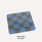 Fused Glass Coaster - Handcrafted Chequered Design from Cornwall by David Perry Glass & Ceramics (10cm-chequered-dual-colour-coaster-oceanside-collection)