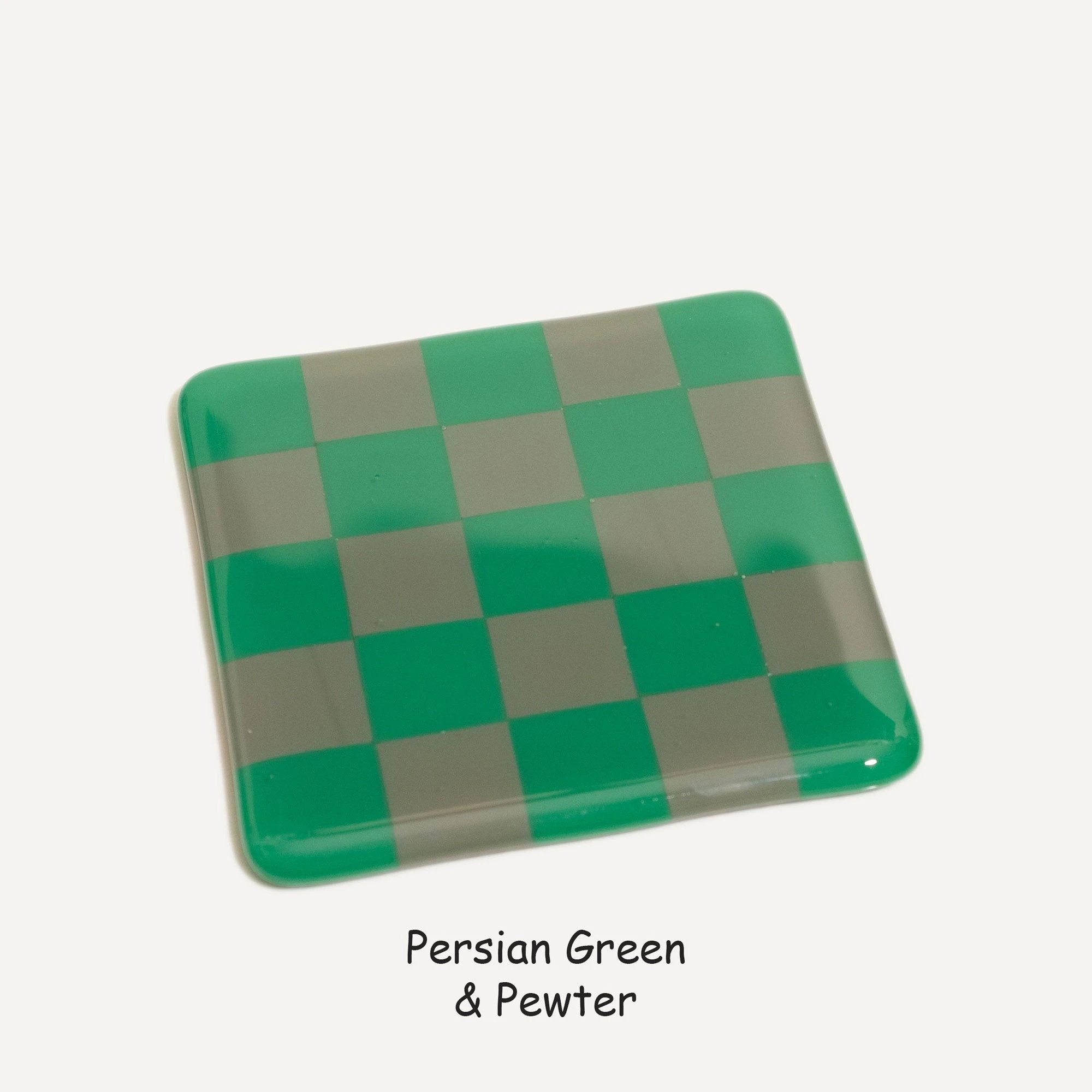 Fused Glass Coaster - Handcrafted Chequered Design from Cornwall by David Perry Glass & Ceramics (10cm-chequered-dual-colour-coaster-oceanside-collection)