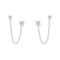 Beginnings Cubic Zirconia Chain Connector Double Stud Earrings
