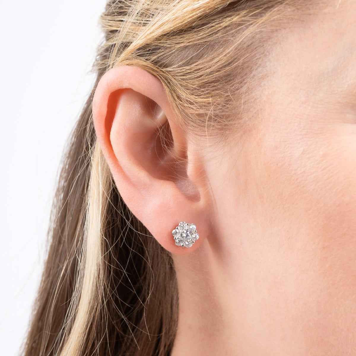 Diamonfire Flower Cluster Stud Earrings