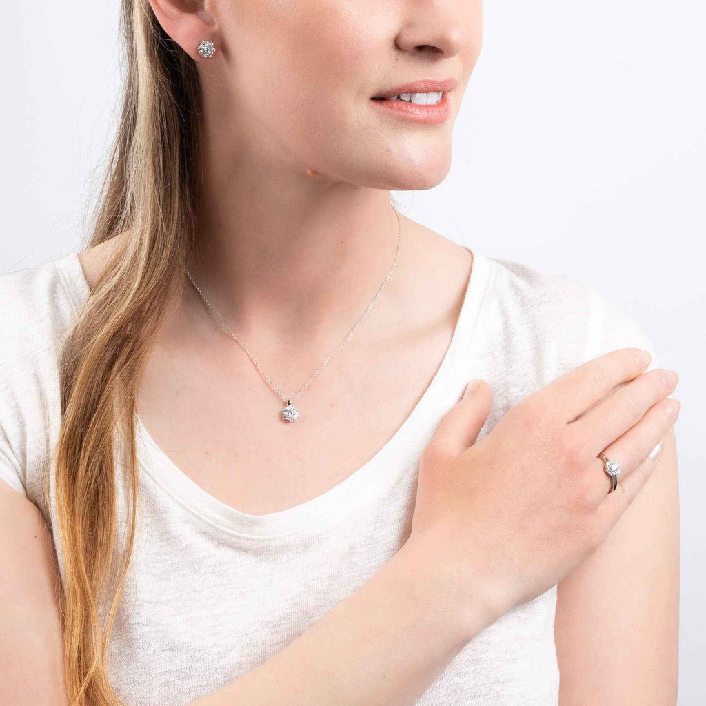 Diamonfire Flower Cluster Stud Earrings