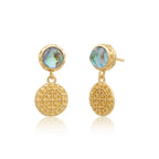 Apollo Gold Coin & Gemstone Stud Earrings: Abalone