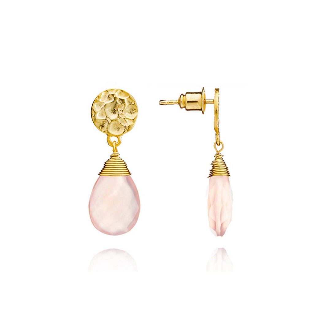Athena Kate Large Drop Earrings: Pink Chalcedony