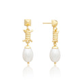 Drop Pearl And Barbed Wire Earrings