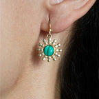 Etrusca Gold Sun Drop Earrings: Malachite