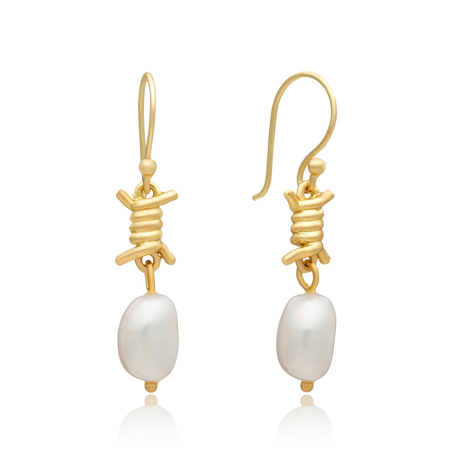 Jette Barbed Wire and Pearl Drop Earrings