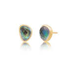 Odyssey Doublet Gold Stud Earrings: Abalone with Crystal