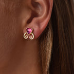 Trillion Doublet and Scroll Studs: Amazonite with Crystal