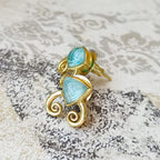 Trillion Doublet and Scroll Studs: Amazonite with Crystal