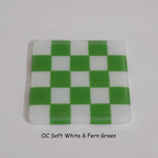 Glass Coasters – Handmade Chequered Design from Cornwall by David Perry Glass & Ceramics (10cm-chequered-soft-white-colour-coaster-oceanside-collection)