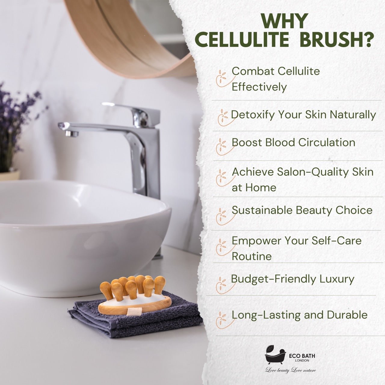 Eco Bath London Cellulite Hand Brush Grand - Cellulite Treatment Brush
