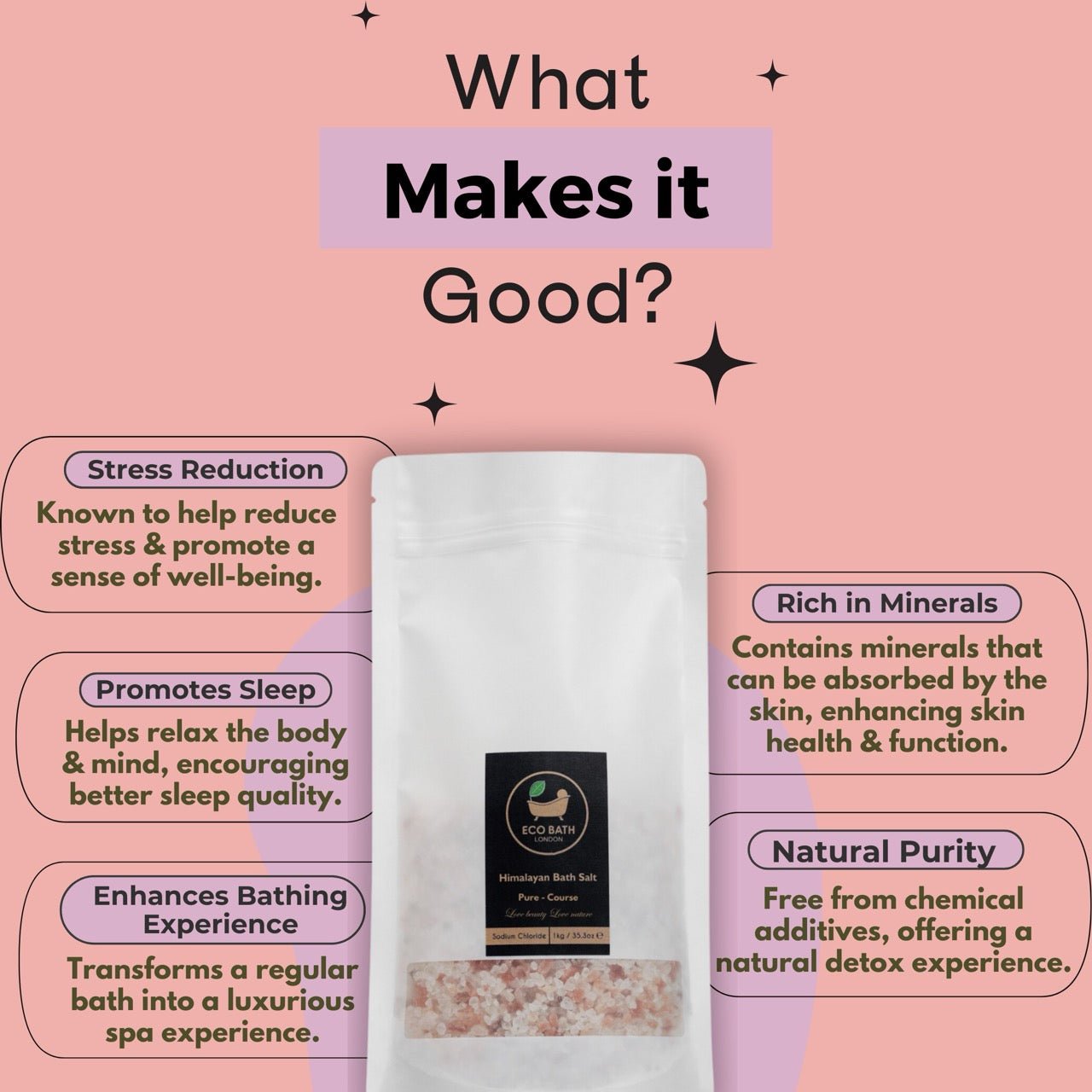 Eco Bath London Himalayan Bath Salt Course Plain - 1 KG