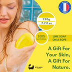 Eco Bath London Lime Soap on a Rope 220g - Luxury Eco-Friendly Lime Soap, Refreshing Body Wash Bar with Shea Butter
