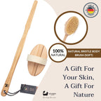 Eco Bath Natural Bristle Body Brush Detachable with Soft Bristles