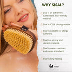 Eco Bath London Natural Sisal Walnut Hand Brush - Luxury Hand Brush for Dry Brushing