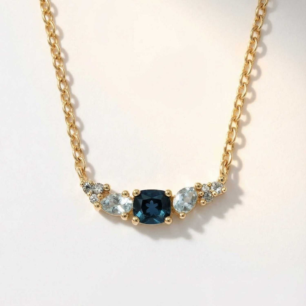 Elegant Topaz Cluster Gold Necklace - Zaria