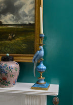 Enamelled Pretty Polly Parrot Candlestick - Left