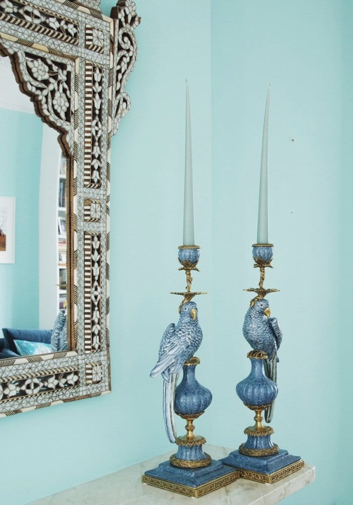 Enamelled Pretty Polly Parrot Candlestick - Left