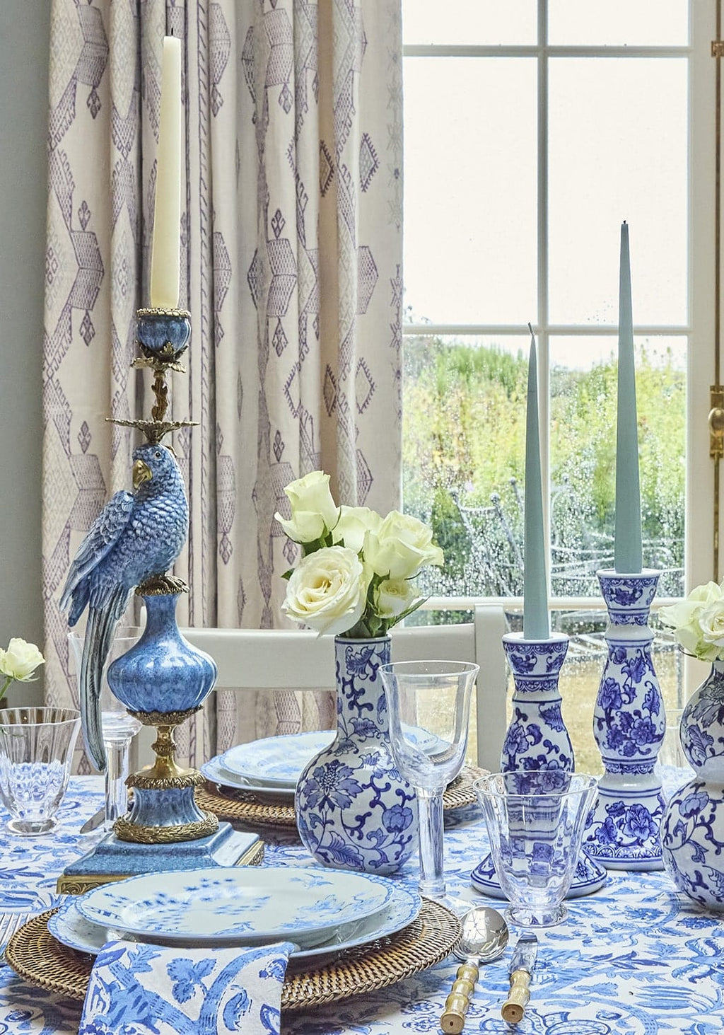 Enamelled Pretty Polly Parrot Candlestick - Left