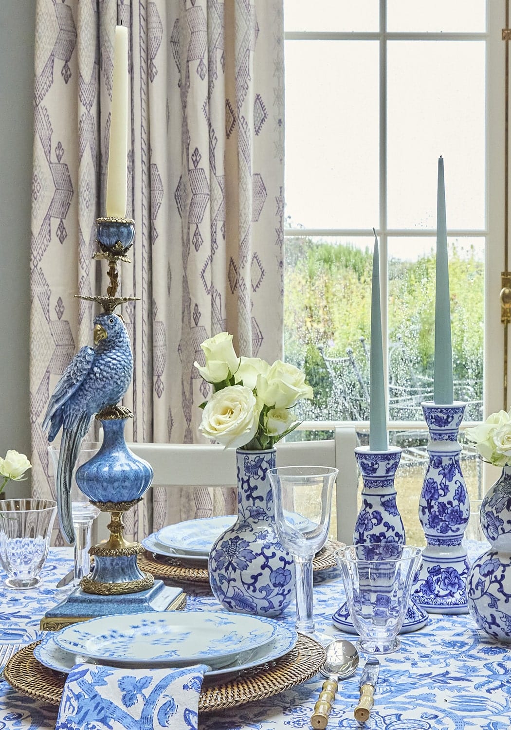 Enamelled Pretty Polly Parrot Candlestick - Left