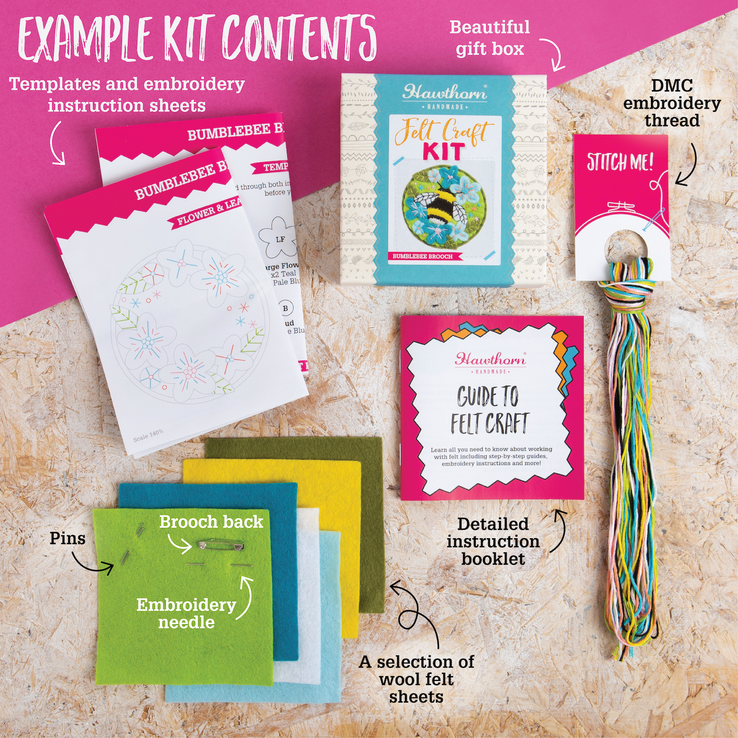 Merry Christmas Felt Craft Brooch Kit for Beginners