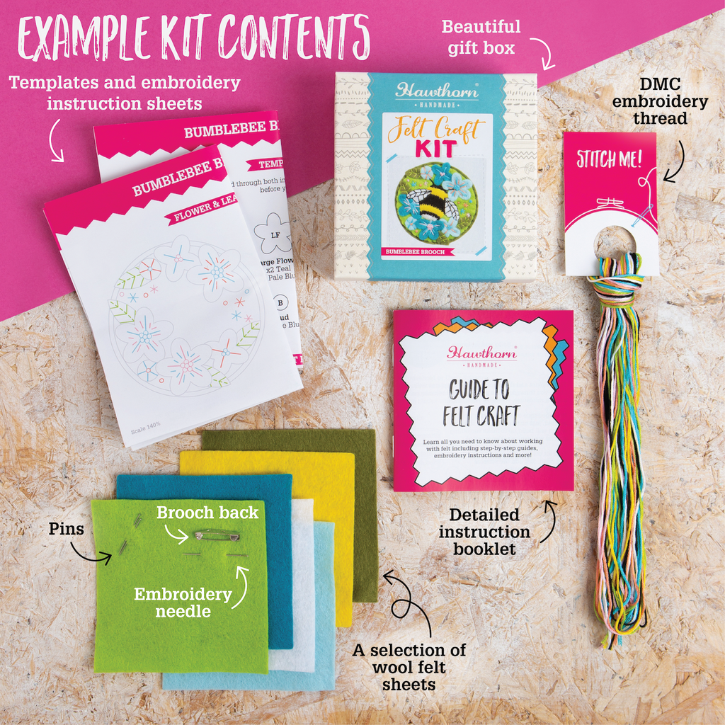 Vita Flower Felt Craft Brooch Kit for Beginners