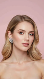 Curved Swirl Crystal Stud Earrings
