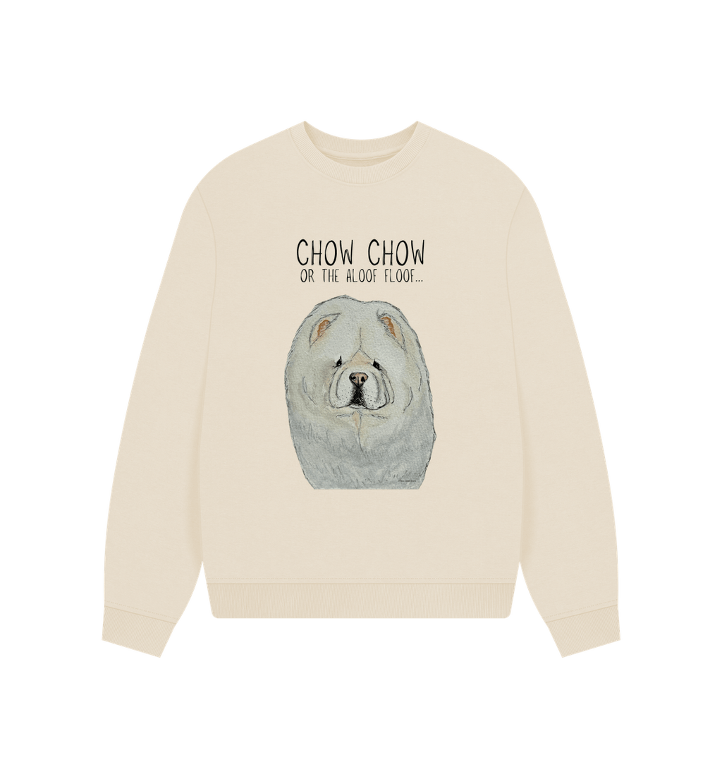 Snuggle Up in Style with the Cream Chow Chow Women's Oversized Sweatshirt – Aloof Floof Approved!