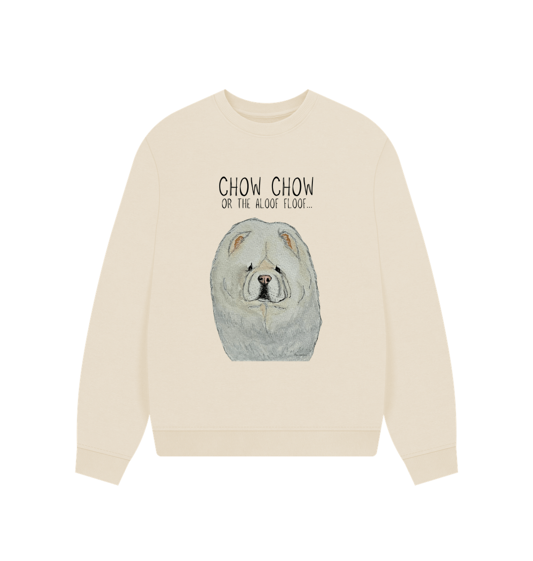Snuggle Up in Style with the Cream Chow Chow Women's Oversized Sweatshirt – Aloof Floof Approved!
