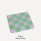 Fused Glass Coaster - Handcrafted Chequered Design from Cornwall by David Perry Glass & Ceramics (10cm-chequered-dual-colour-coaster-oceanside-collection)