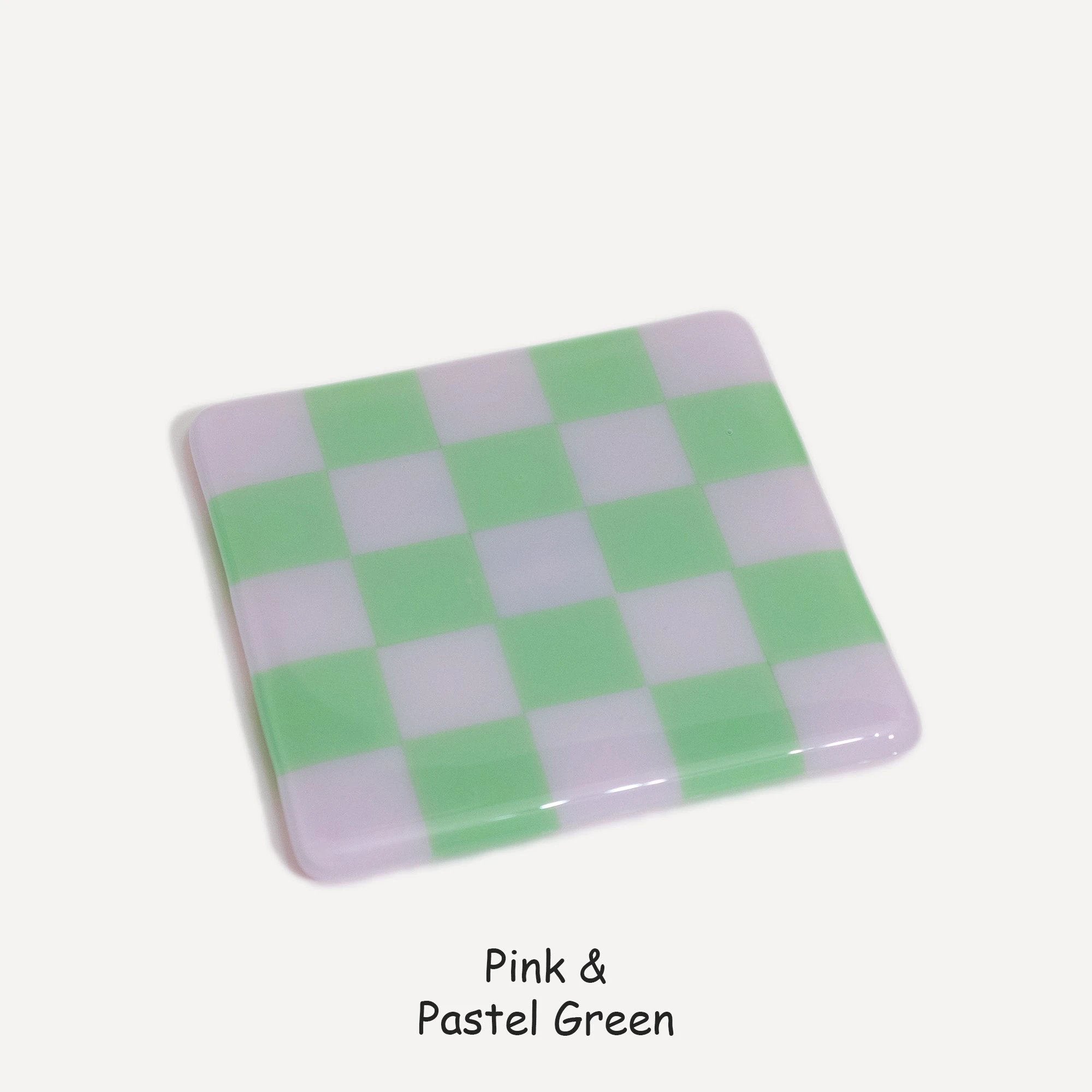 Fused Glass Coaster - Handcrafted Chequered Design from Cornwall by David Perry Glass & Ceramics (10cm-chequered-dual-colour-coaster-oceanside-collection)