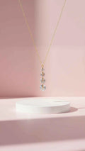Layered Circular Link Crystal Pendant Necklace