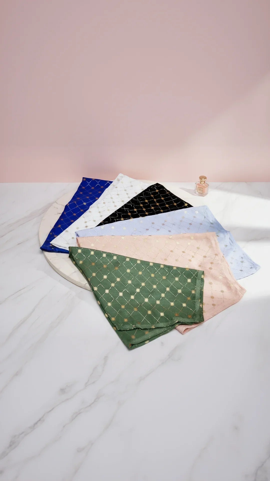 Geometric Shimmer Gold Foil Scarf Pack of 12