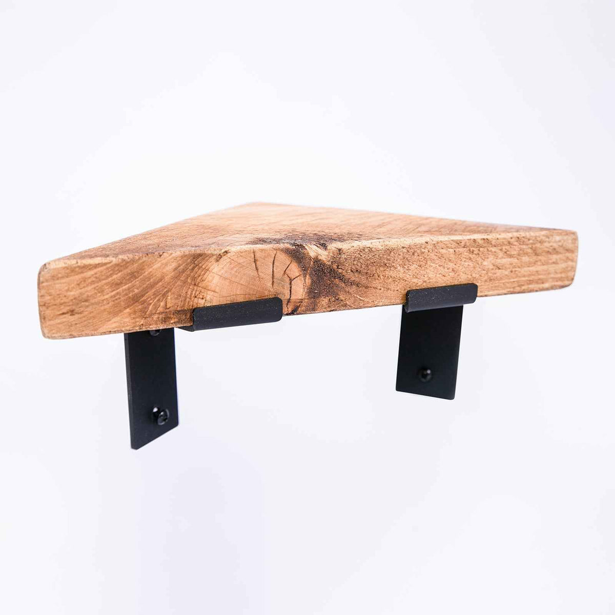 Handmade Bespoke Corner Shelf | Rustic Wooden Shelf, Steel brackets & fixtures