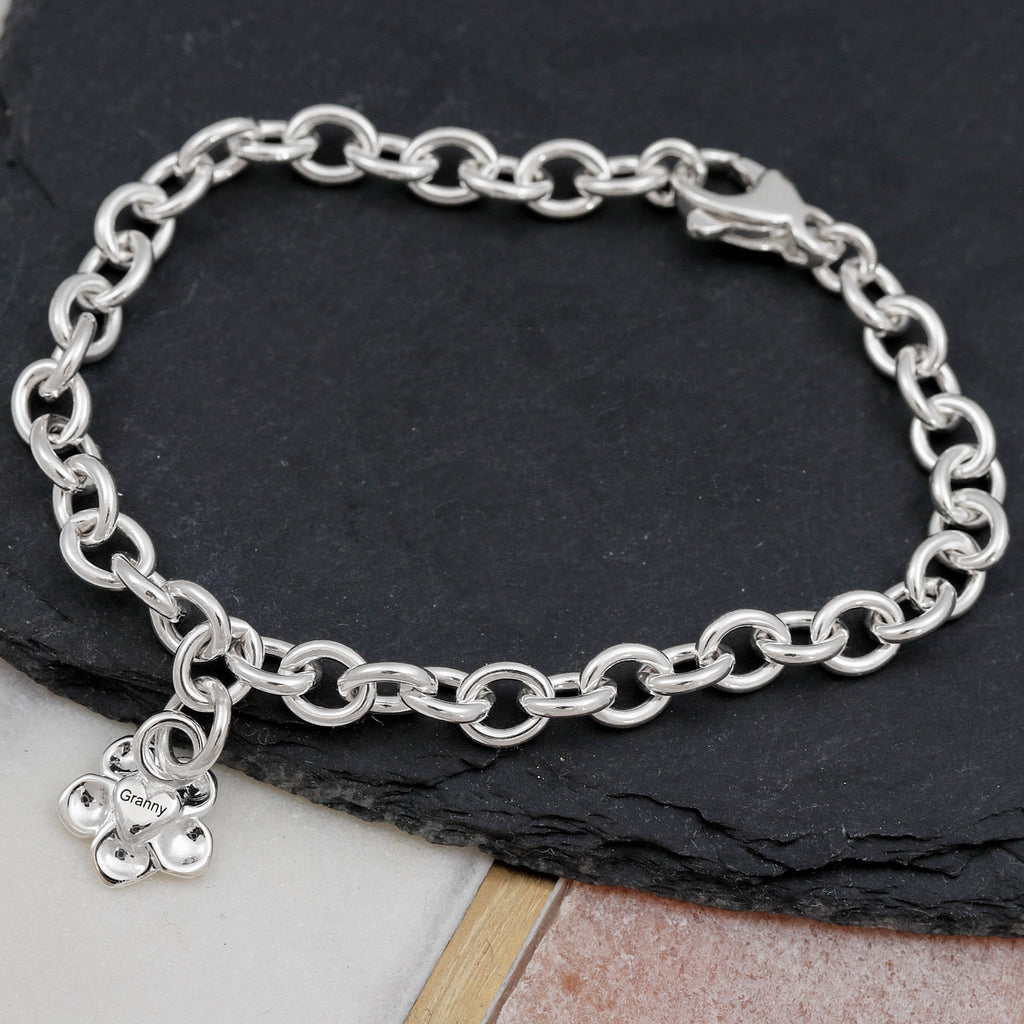 Forget-Me-Not Silver Personalised Charm Bracelet