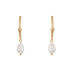 Slim Gold Pearl Hoops