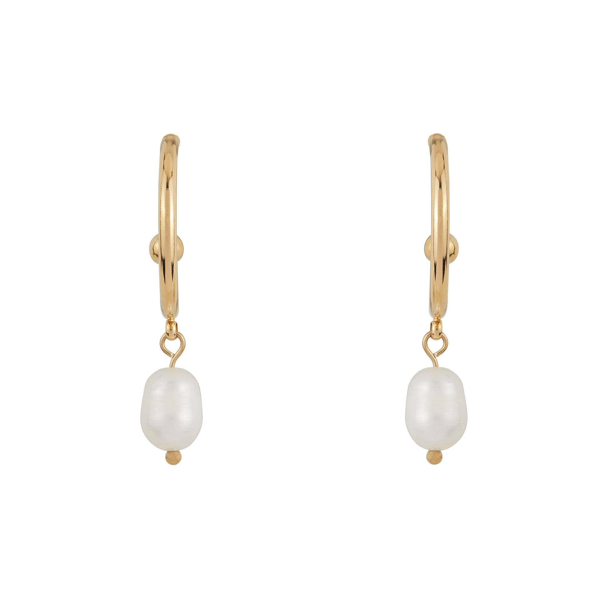 Slim Gold Pearl Hoops