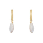 Round Pearl Drop Hoops: Gold