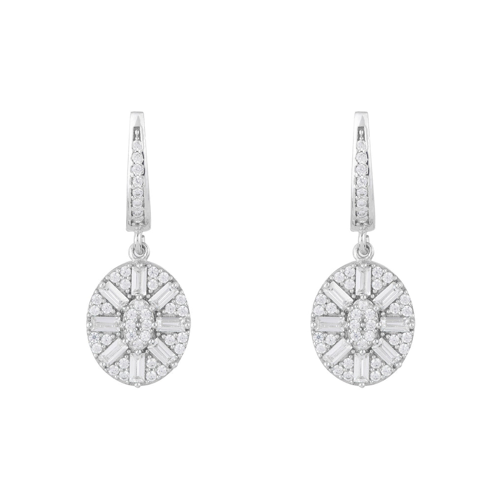 Uptown Oval Drop Earrings: Silver