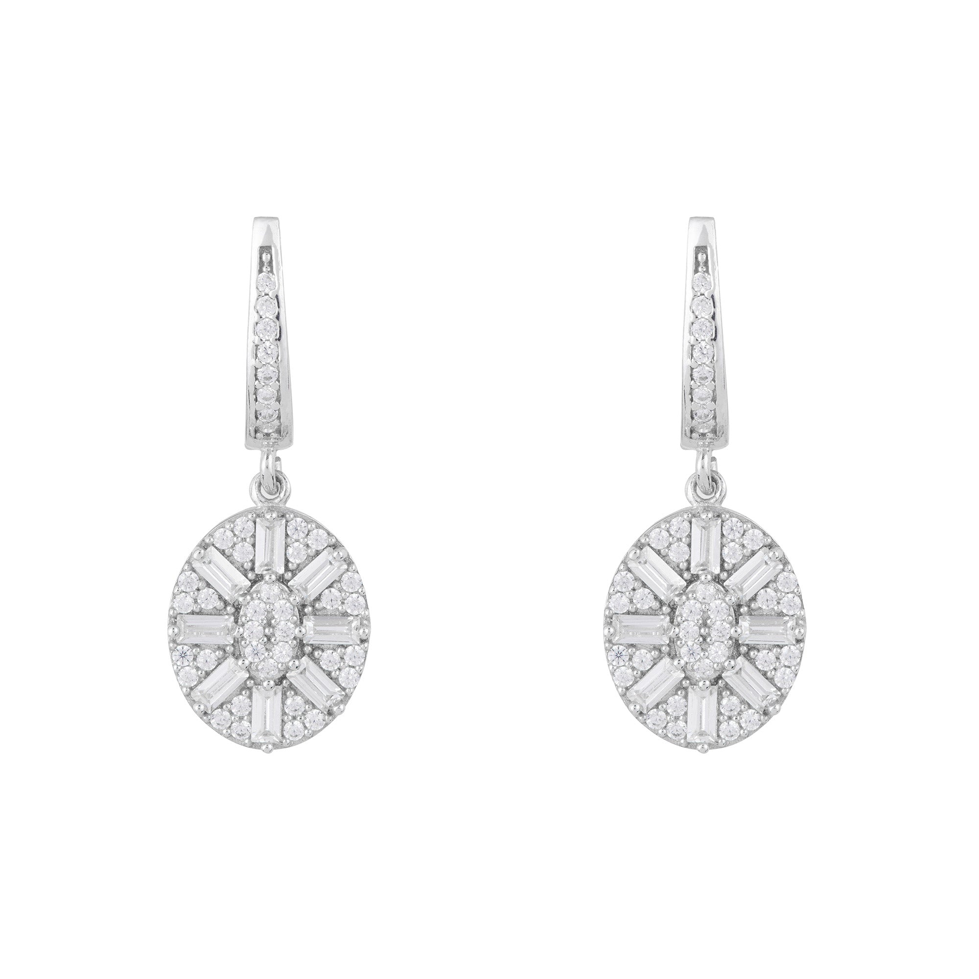 Uptown Oval Drop Earrings: Silver