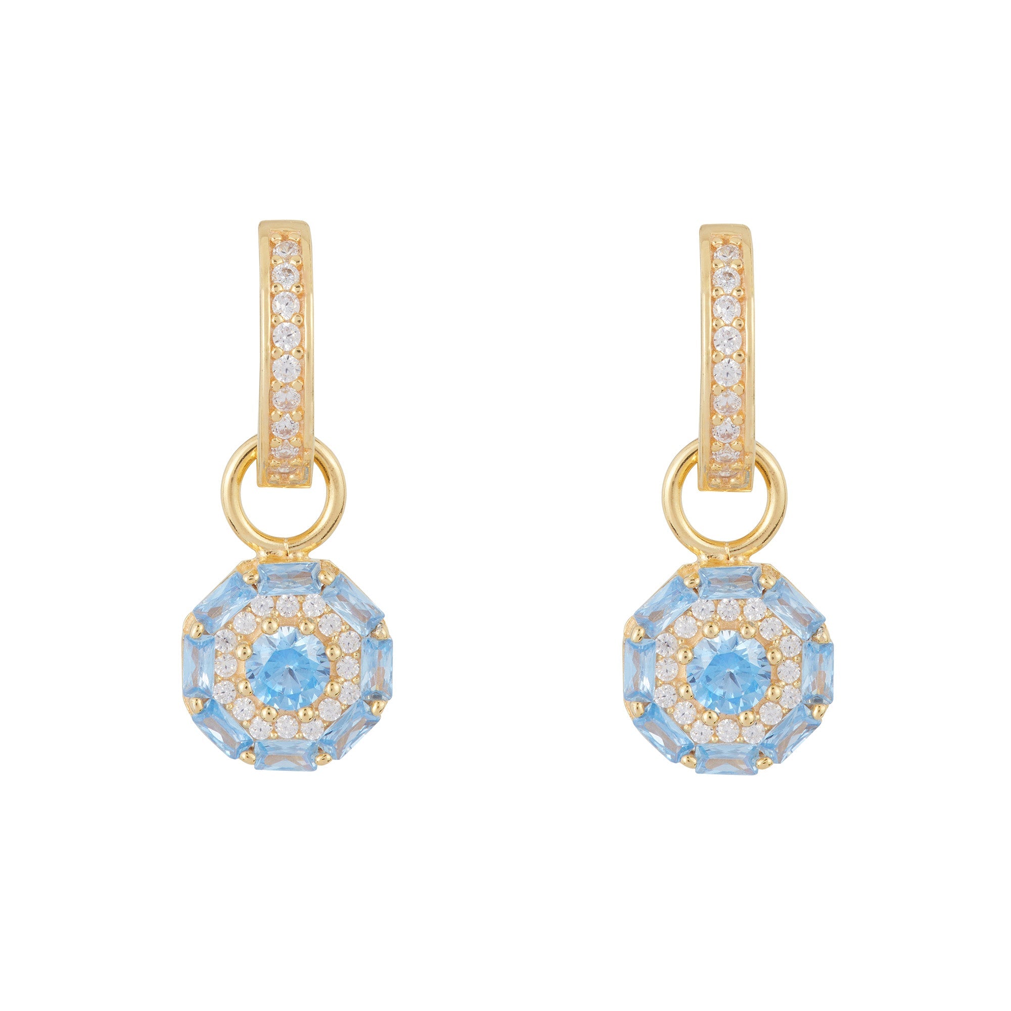 Something Blue Drop Earrings: Gold