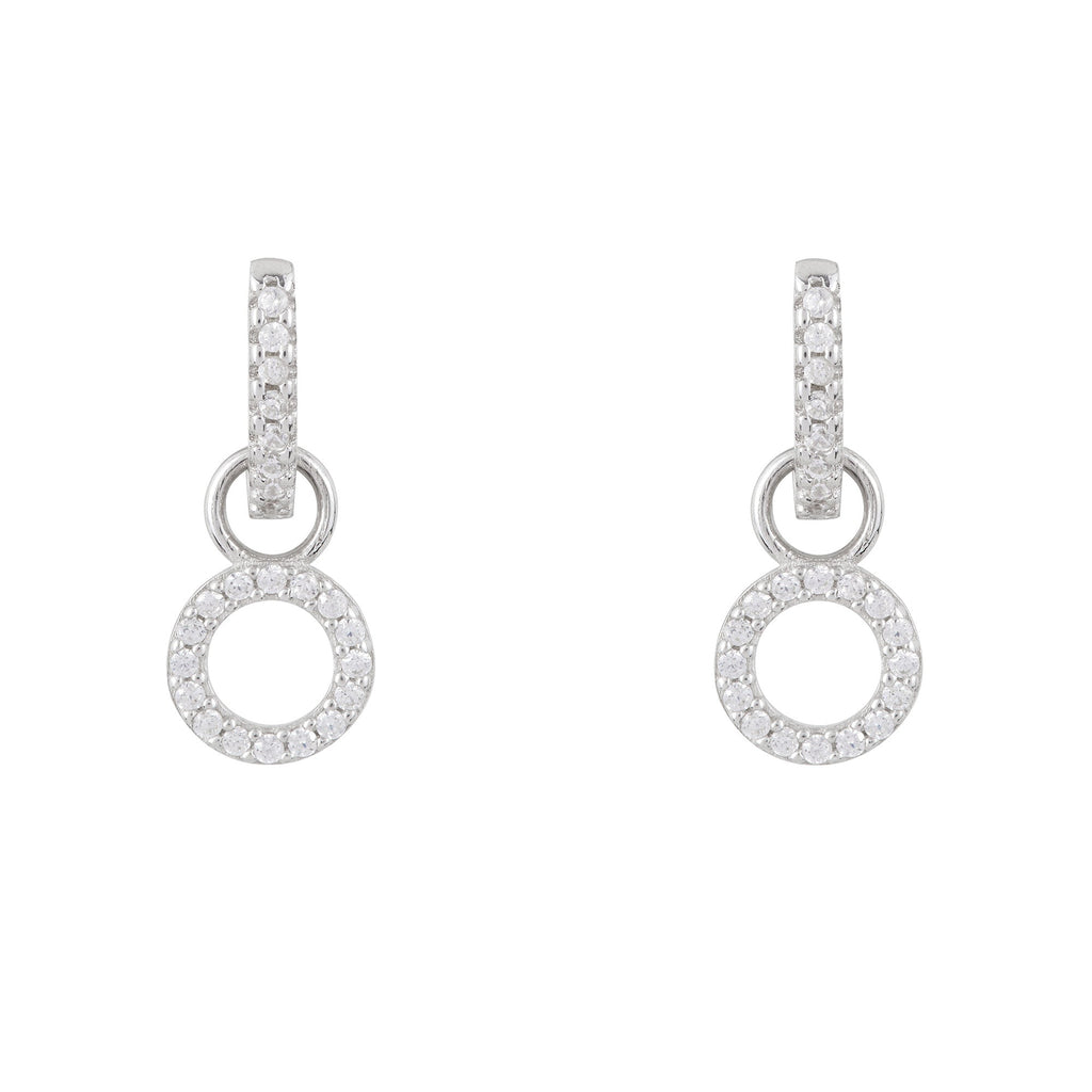 Circle Drop Hoop Huggies: Silver