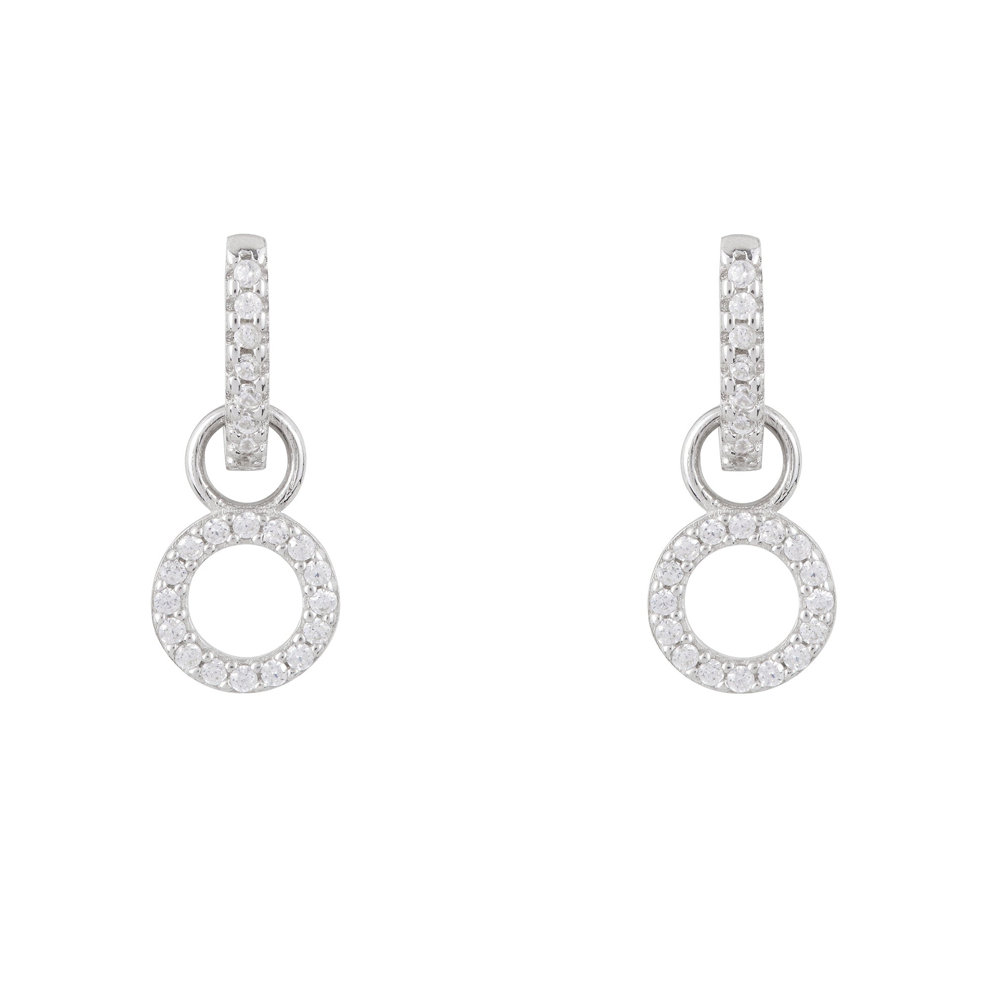 Circle Drop Hoop Huggies: Silver