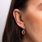 Elements Gold Oval Cut Pink Topaz Drop Earrings
